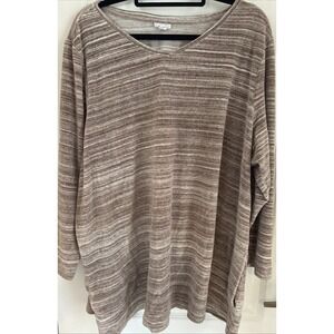 Pure J. Jill Tunic Top Shirt Blouse Tan Brown Stripe Soft Cotton Plus Size 4X